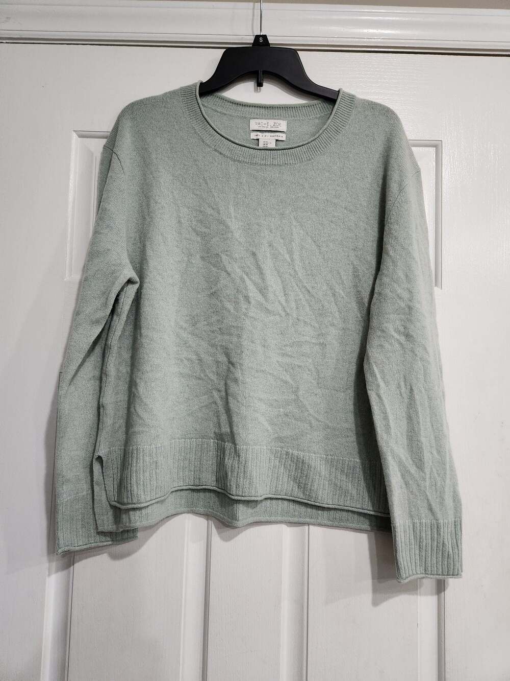 Rachel Zoe Los Angeles New York 100% 2-Ply Cashmere Green Crewneck Pullover Swea